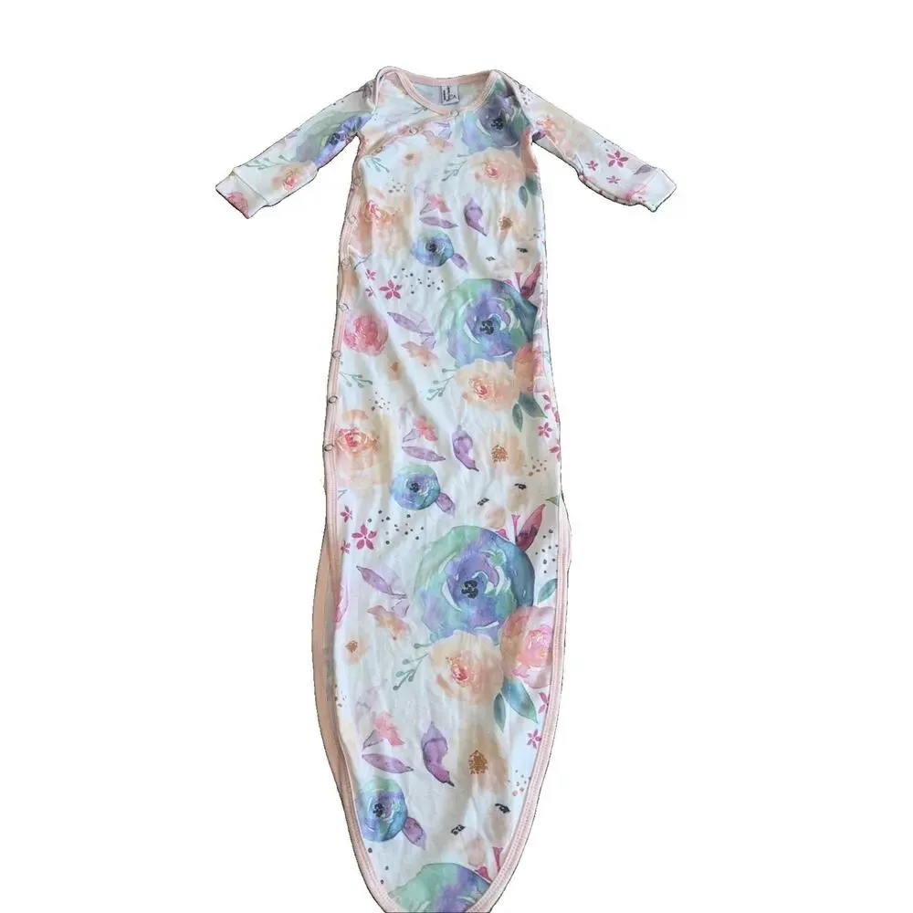 Copper Pearl Farm Bloom Print Snap Knotted Sleep Gown Newborn Baby Floral EUC